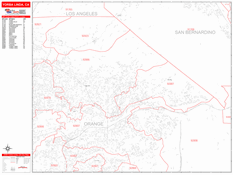 Yorba Linda Digital Map Red Line Style